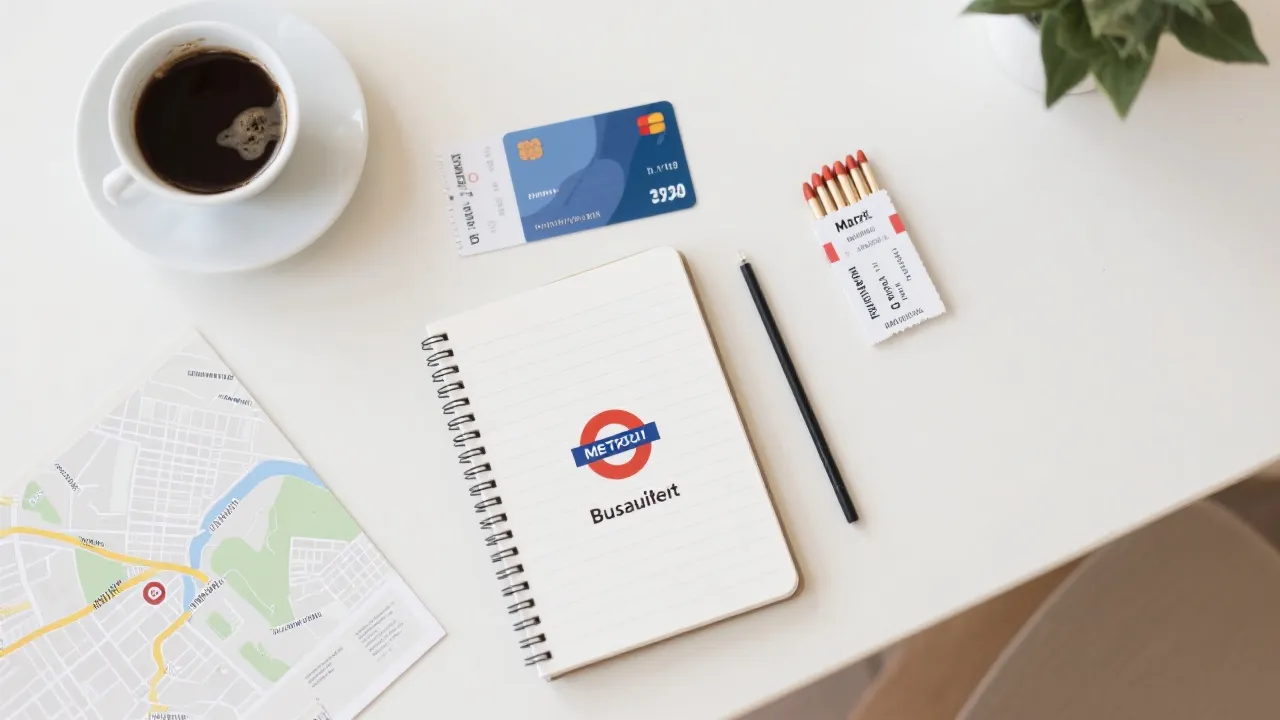 预算规划表与比赛门票、交通卡、城市地图的静物构图